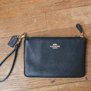 Coach Black Pebbled Leather Wristlet